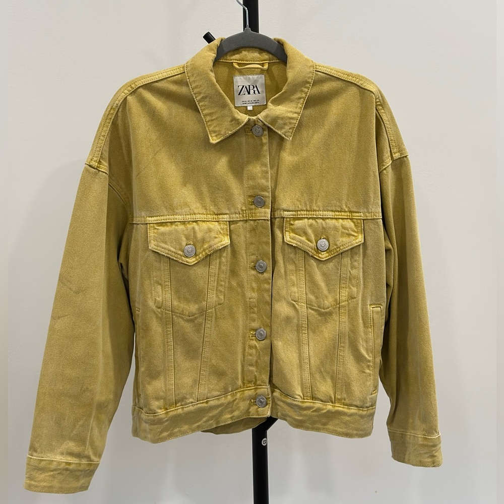 Zara Mustard Yellow-Green Jean Jacket for Women